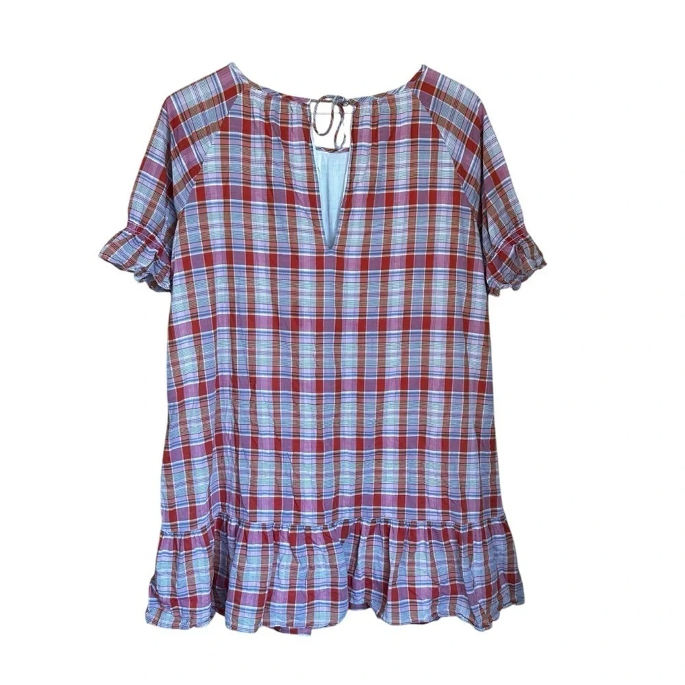 Madewell Plaid Ruffle-Sleeve Popover Mini Dress - Picture 5 of 10